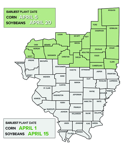 Earliest plant date for corn and soybeans in midwest