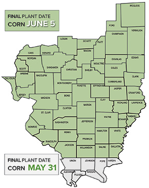 Final plant date map for corn in midwest